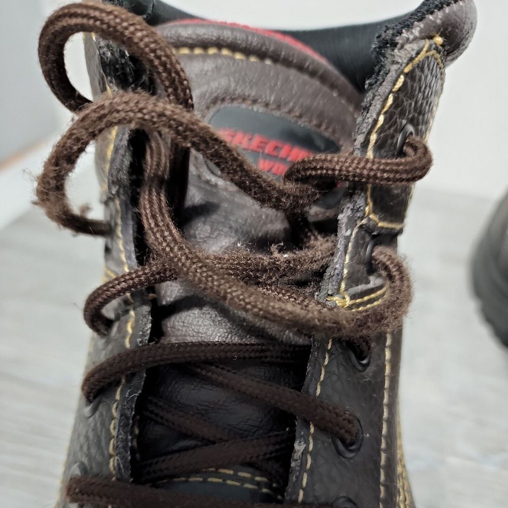 Skechers‎ Burgin Work Men's Boots Size 9 Brown Leather Slip Resistant Shoes - Picture 9 of 13